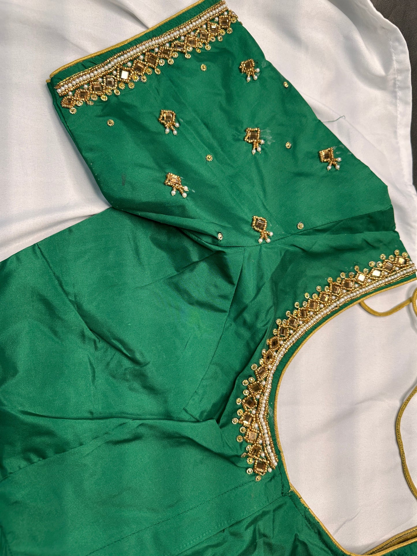 Green Maggam Aari Work Blouse