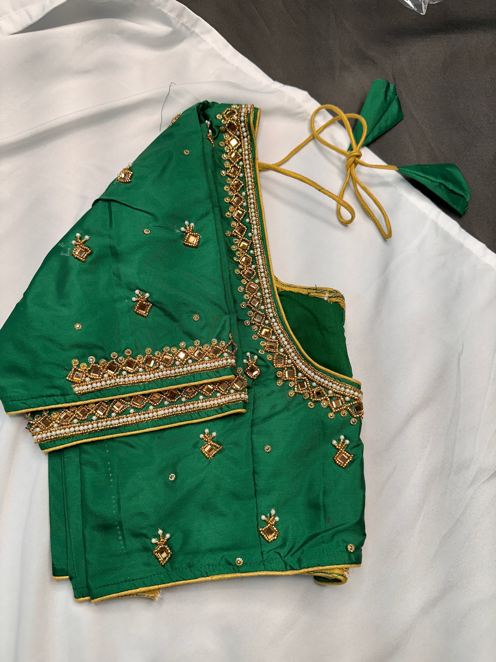 Green Maggam Aari Work Blouse