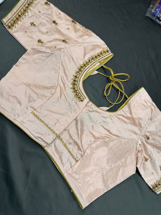 Light Pink Maggam Aari Work Blouse