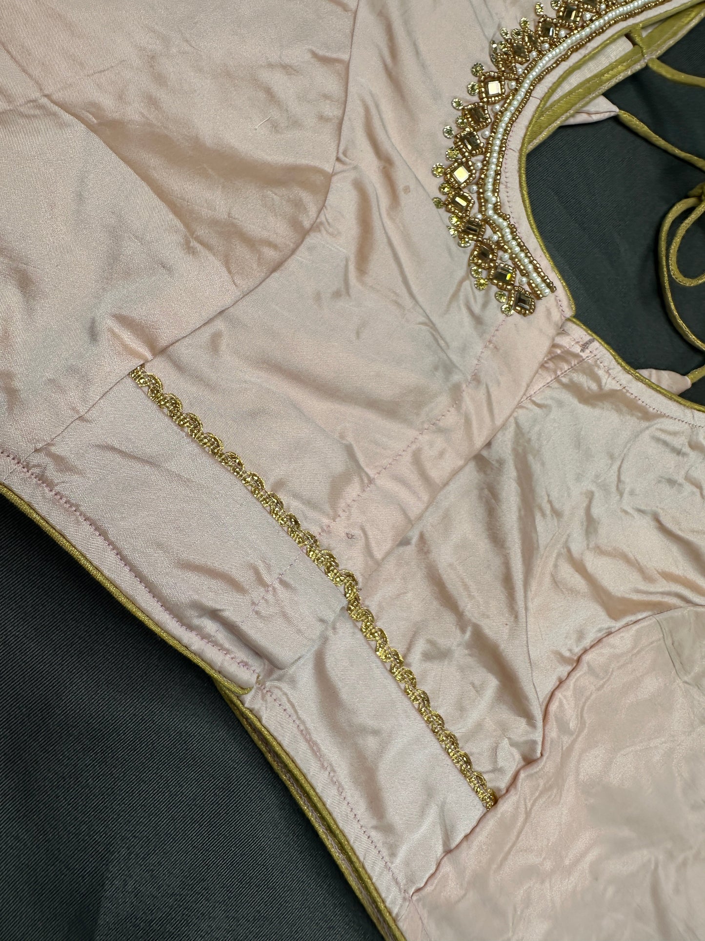 Light Pink Maggam Aari Work Blouse
