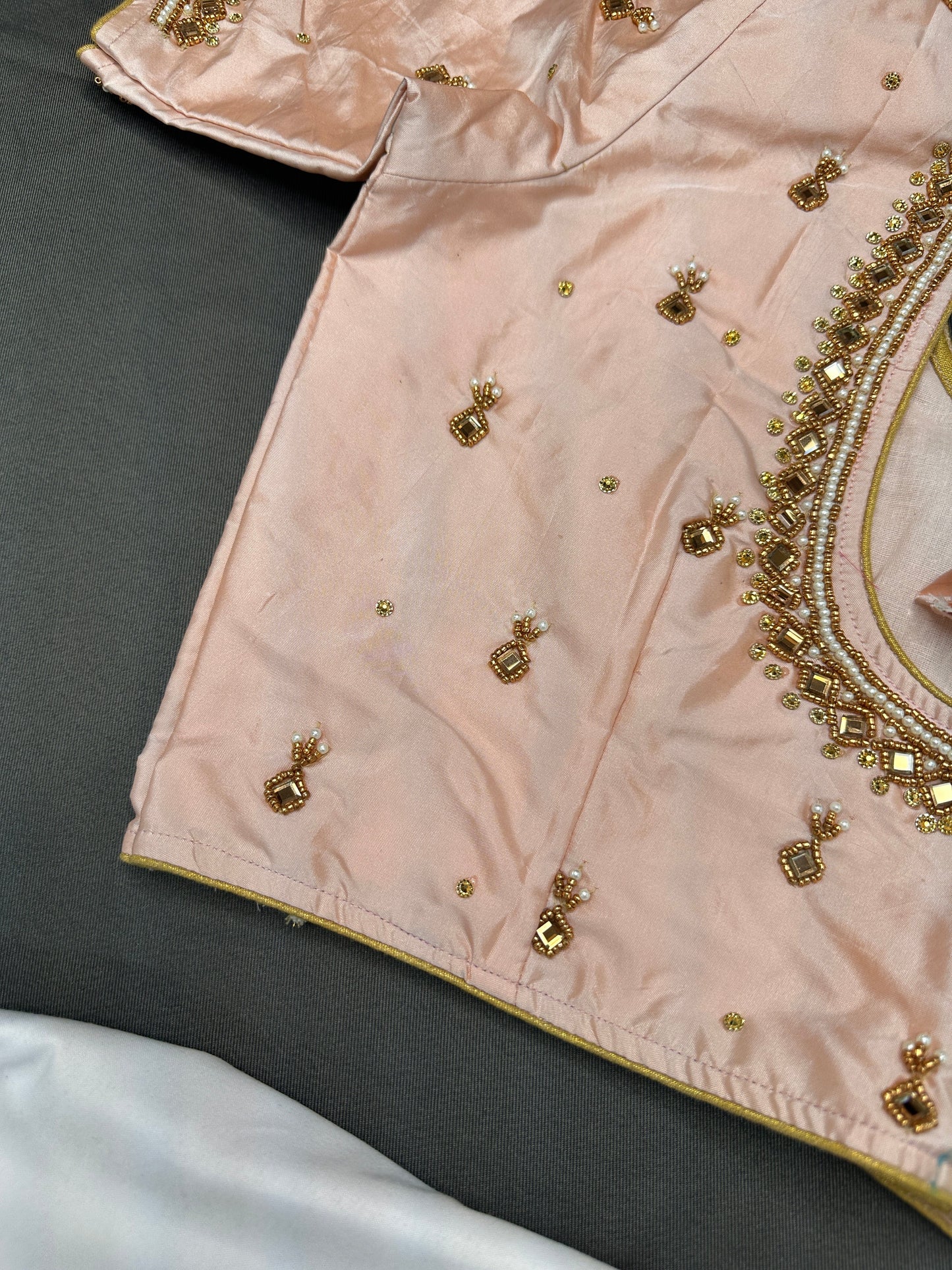 Light Pink Maggam Aari Work Blouse