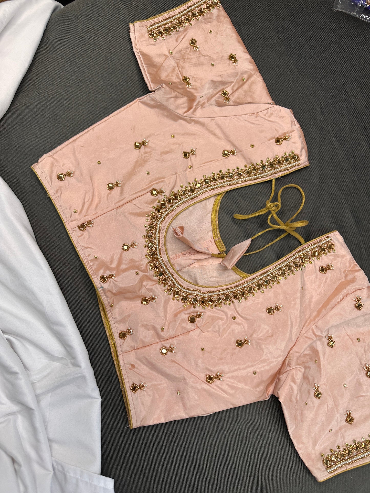 Light Pink Maggam Aari Work Blouse