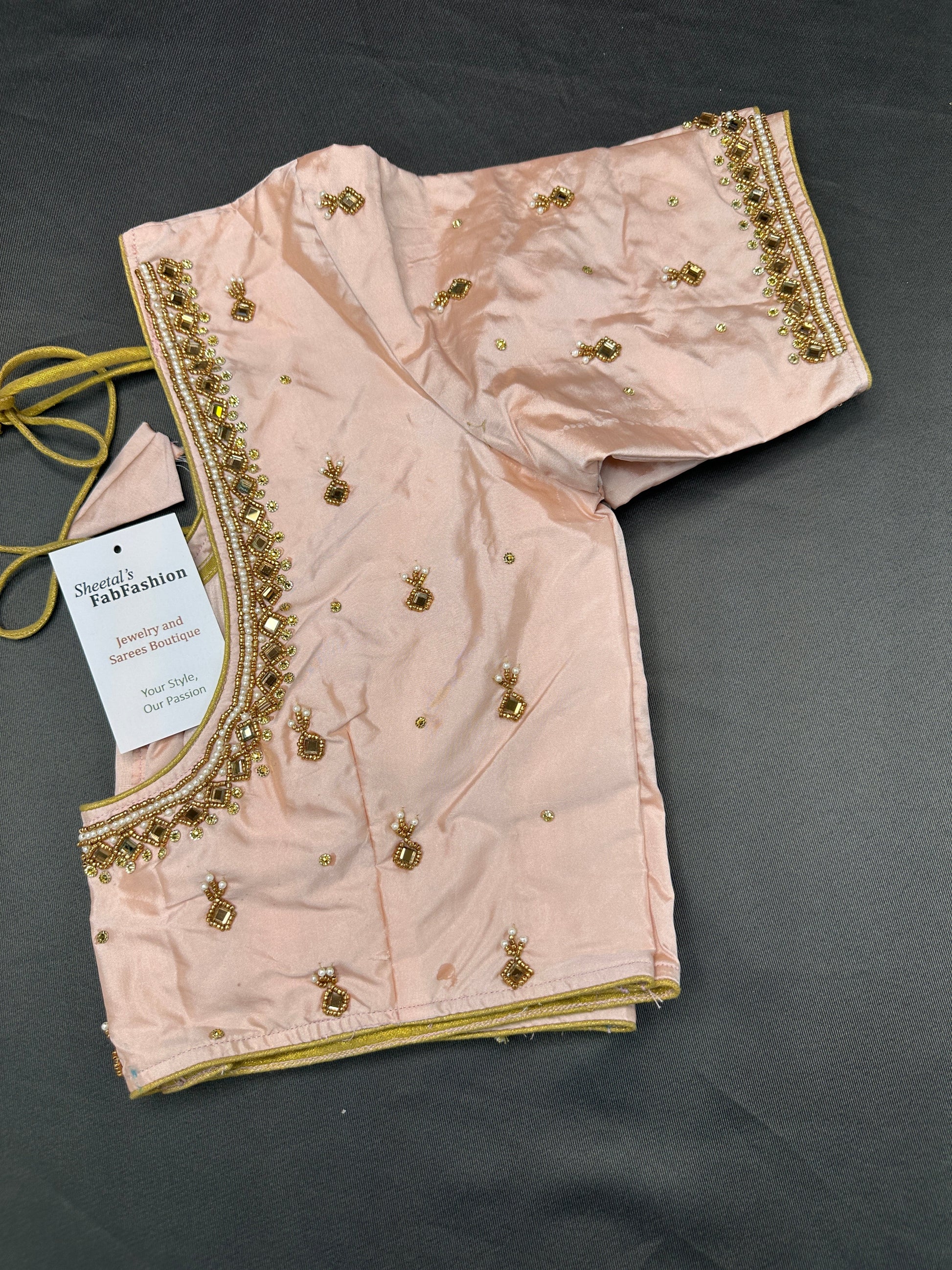 Light Pink Maggam Aari Work Blouse