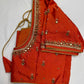 Orange Maggam Aari Work Blouse