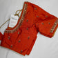 Orange Maggam Aari Work Blouse