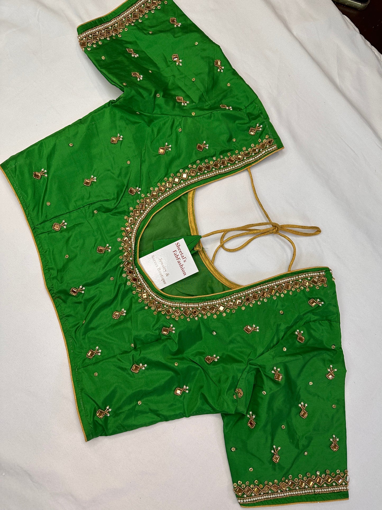 Green Maggam Aari Work Blouse