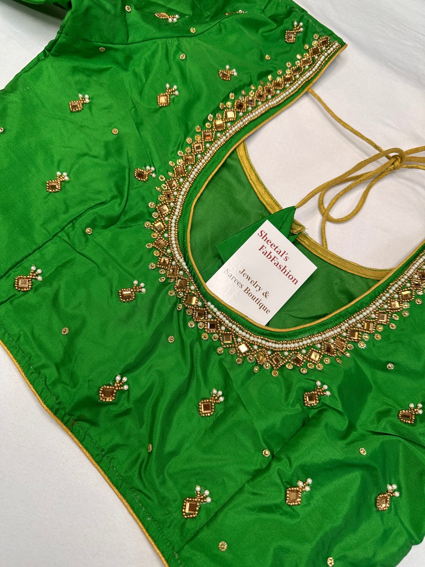 Green Maggam Aari Work Blouse