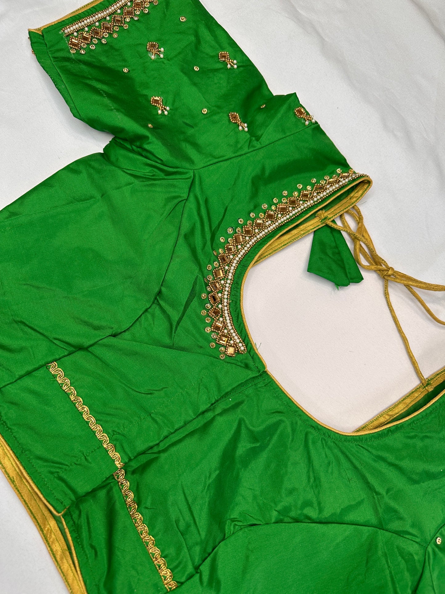 Green Maggam Aari Work Blouse