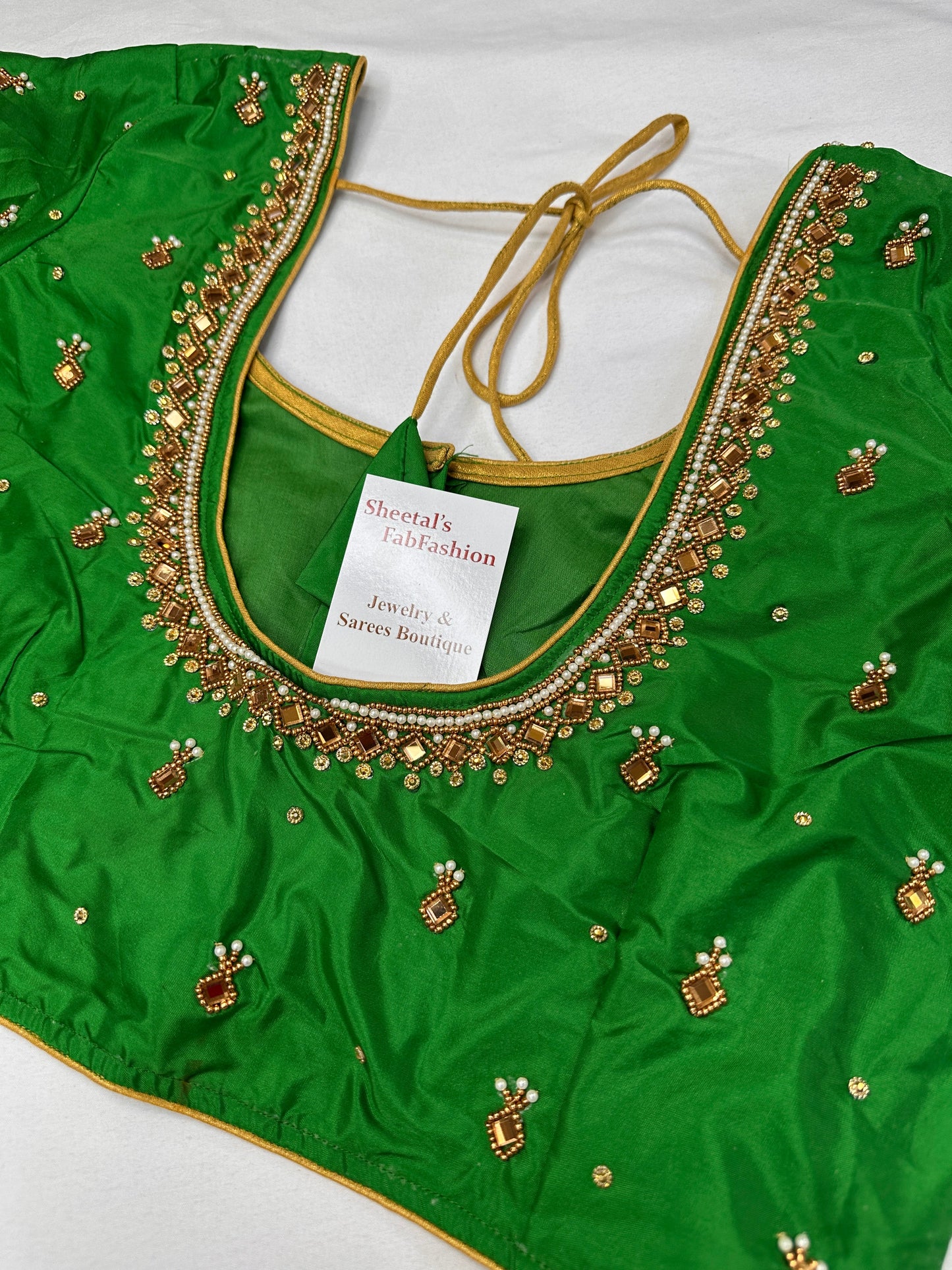 Green Maggam Aari Work Blouse