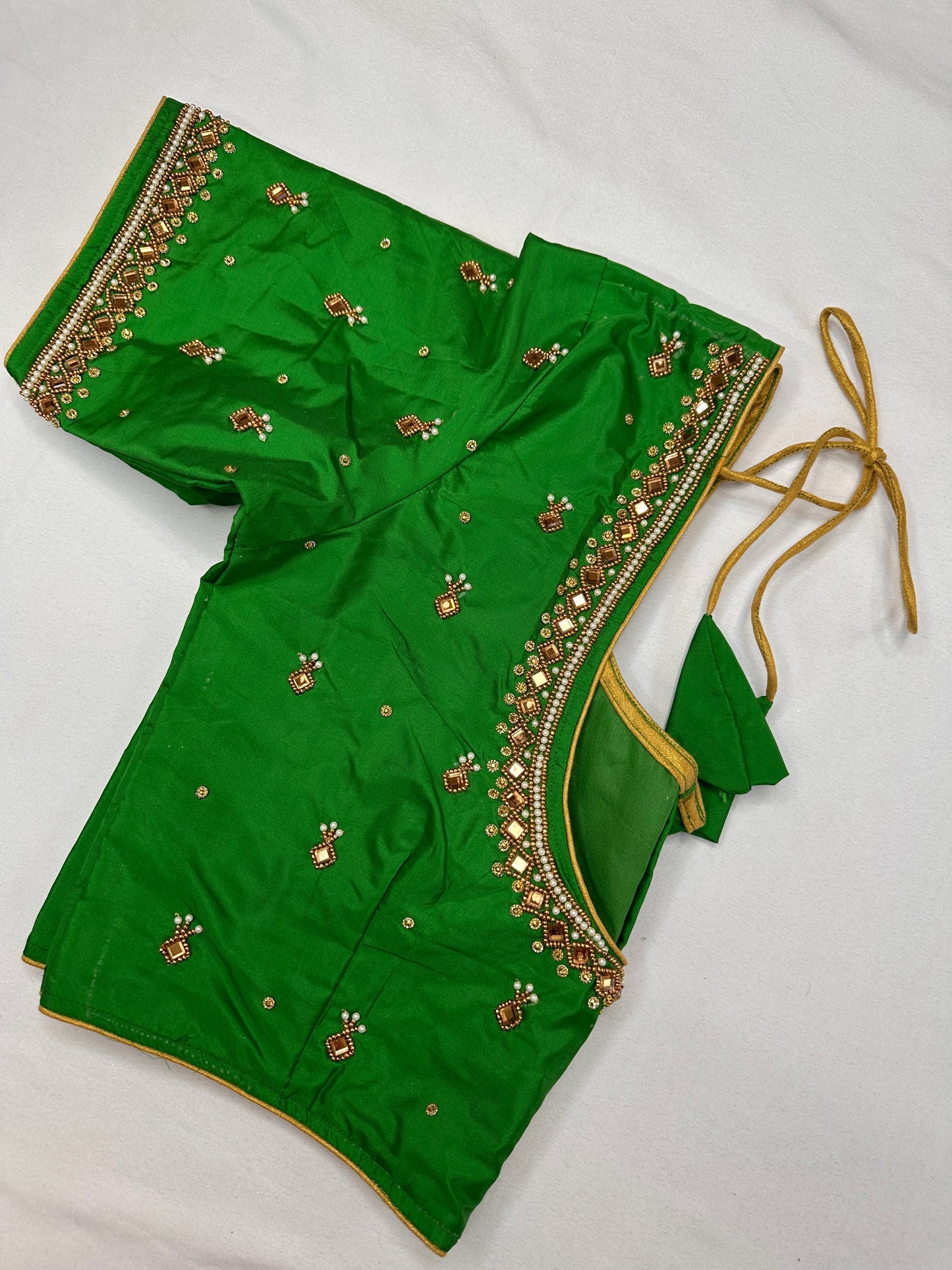 Green Maggam Aari Work Blouse