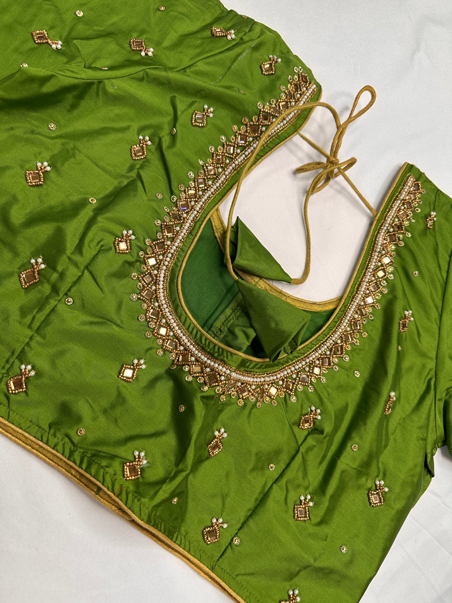 Green Maggam Aari Work Blouse