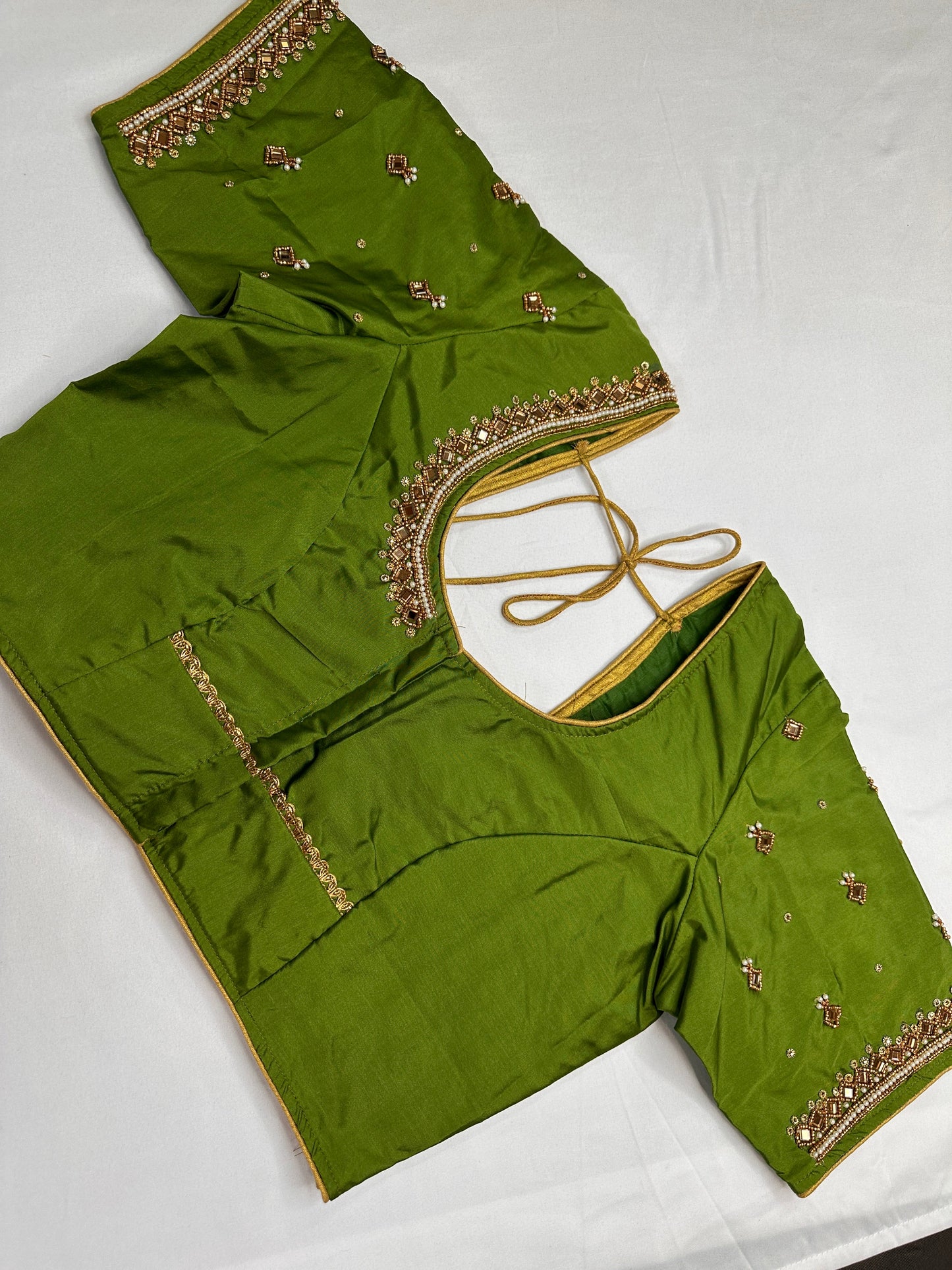 Green Maggam Aari Work Blouse