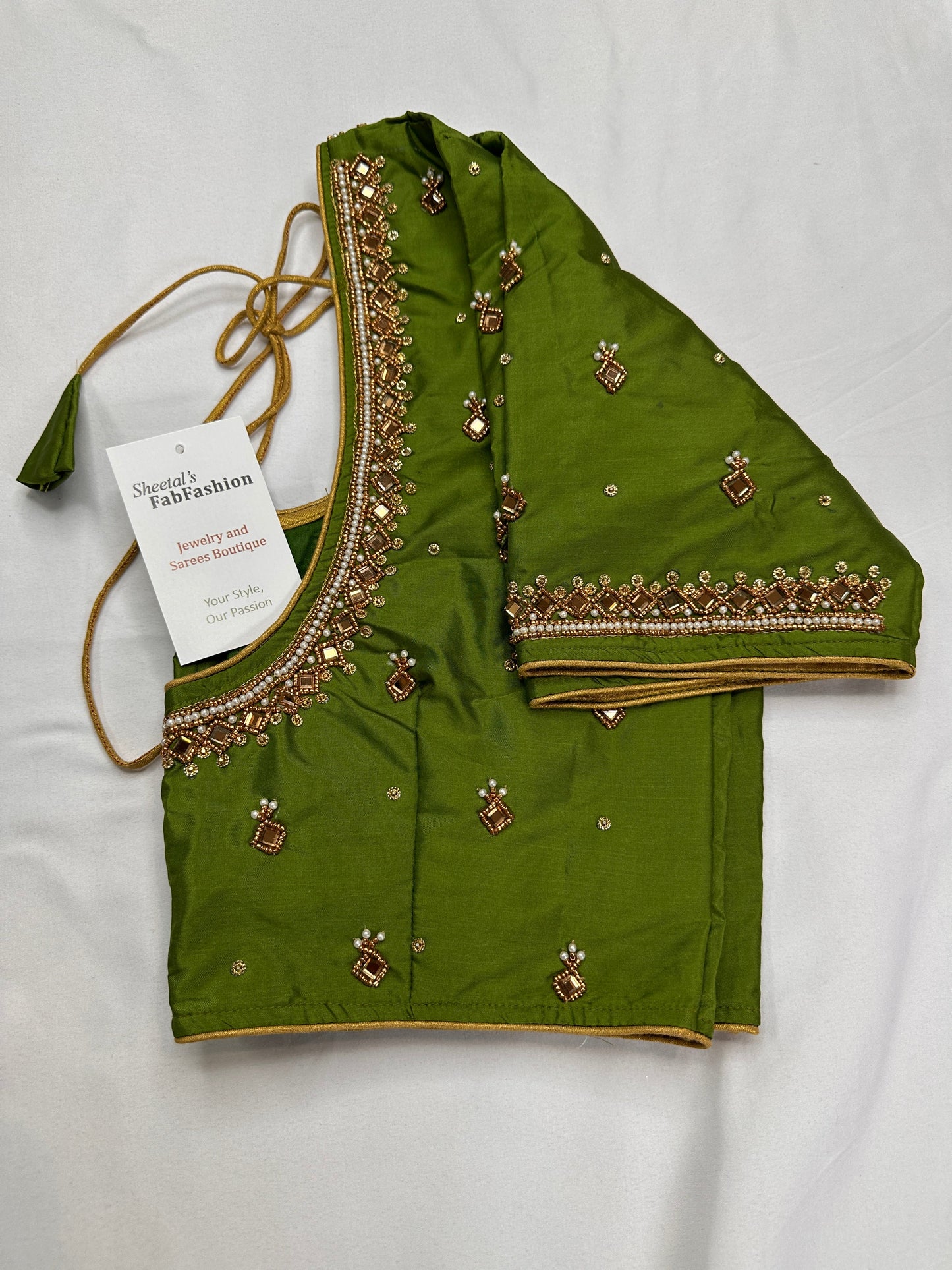 Green Maggam Aari Work Blouse