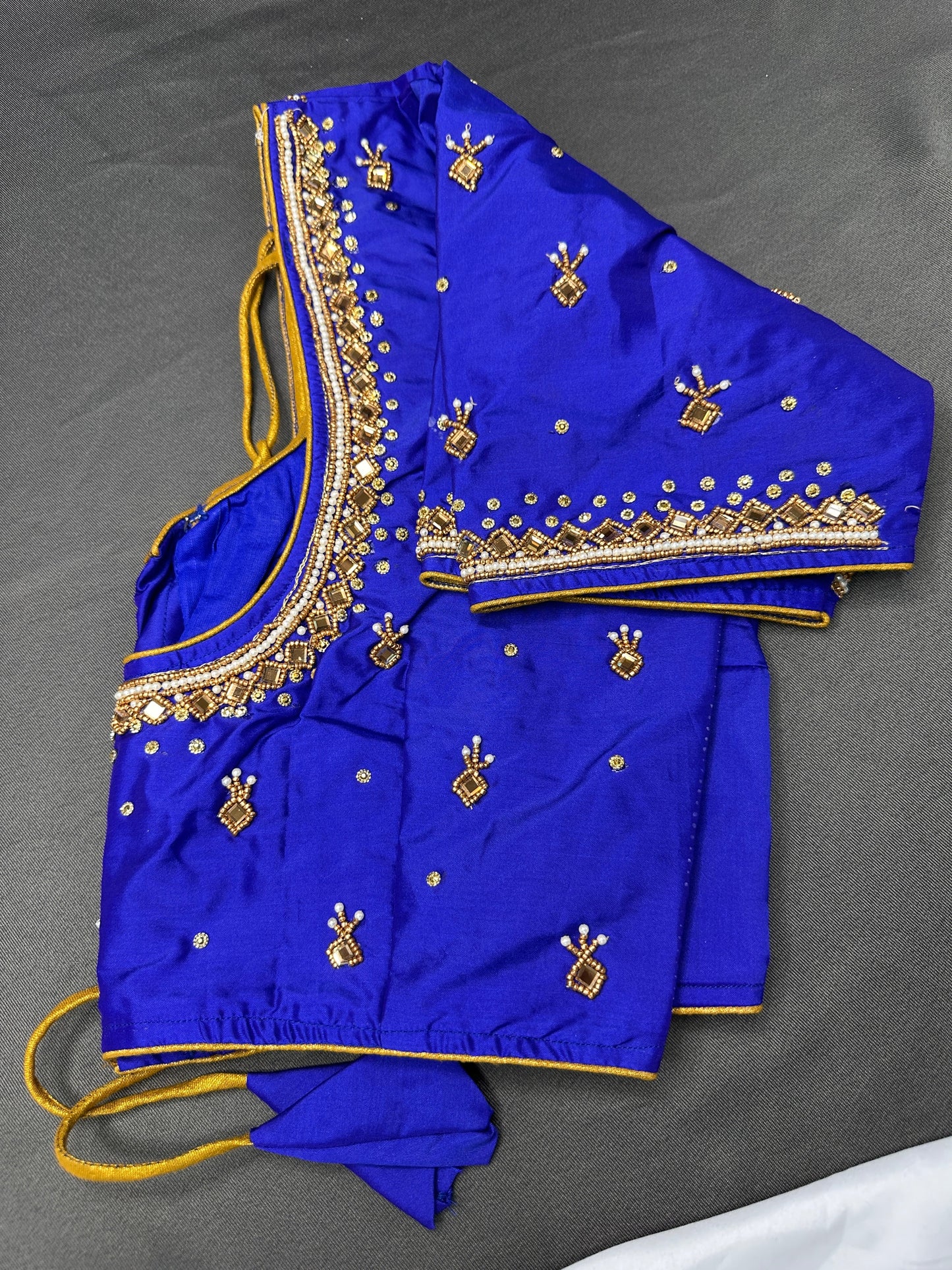 Blue Maggam Aari Work Blouse
