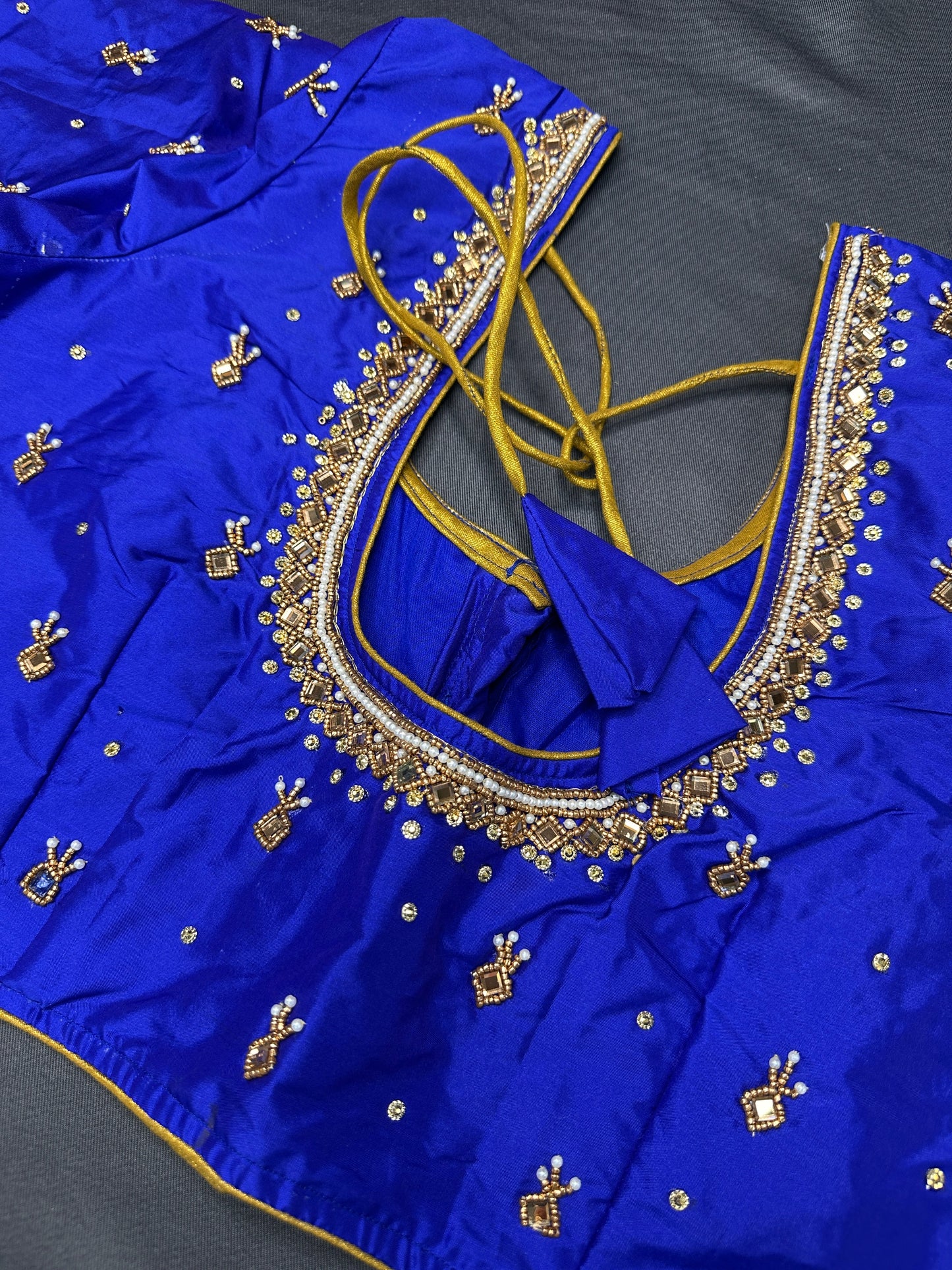 Blue Maggam Aari Work Blouse