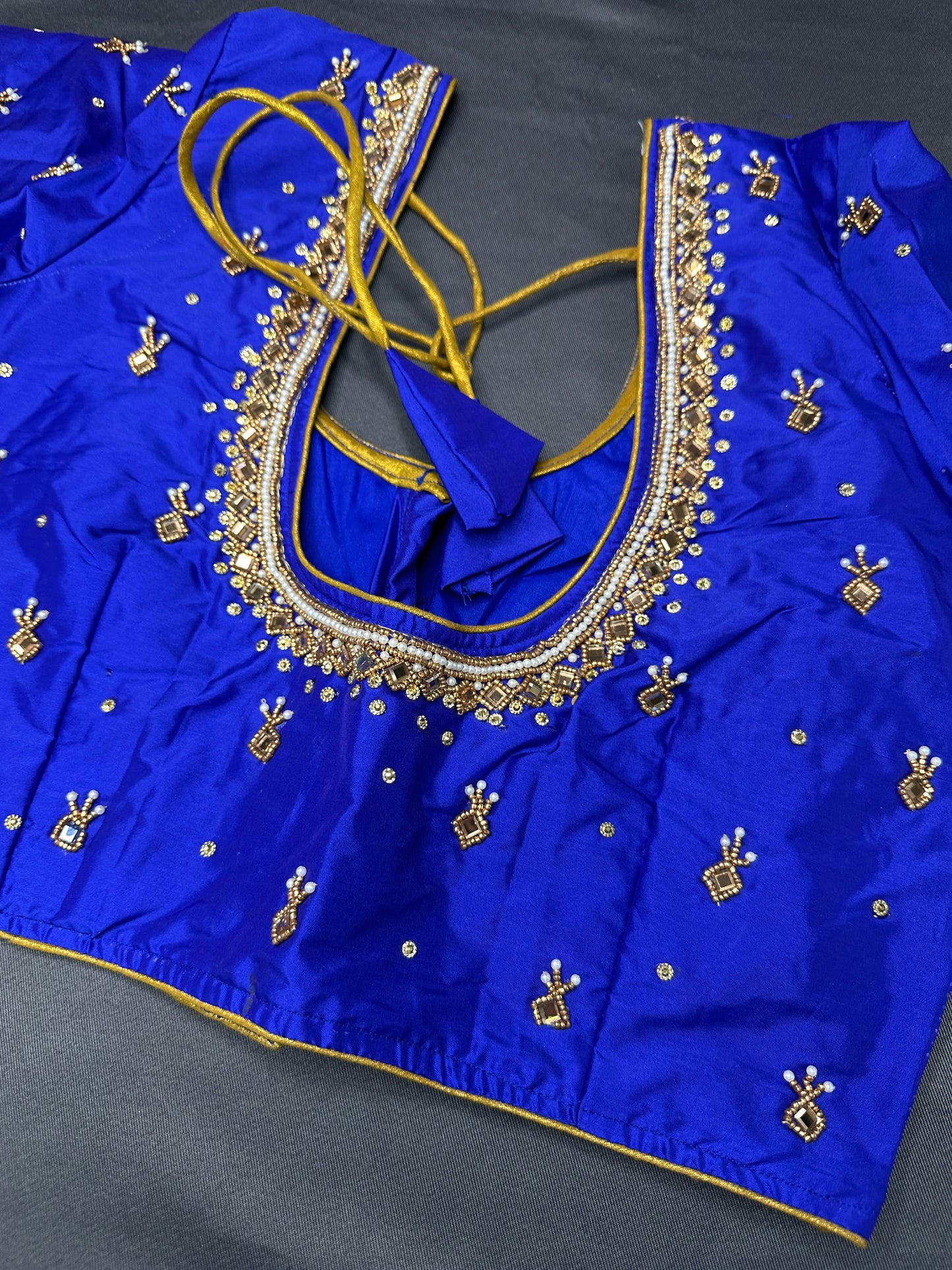 Blue Maggam Aari Work Blouse
