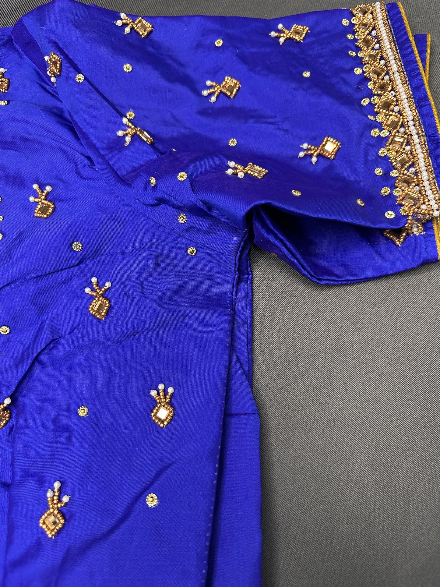 Blue Maggam Aari Work Blouse