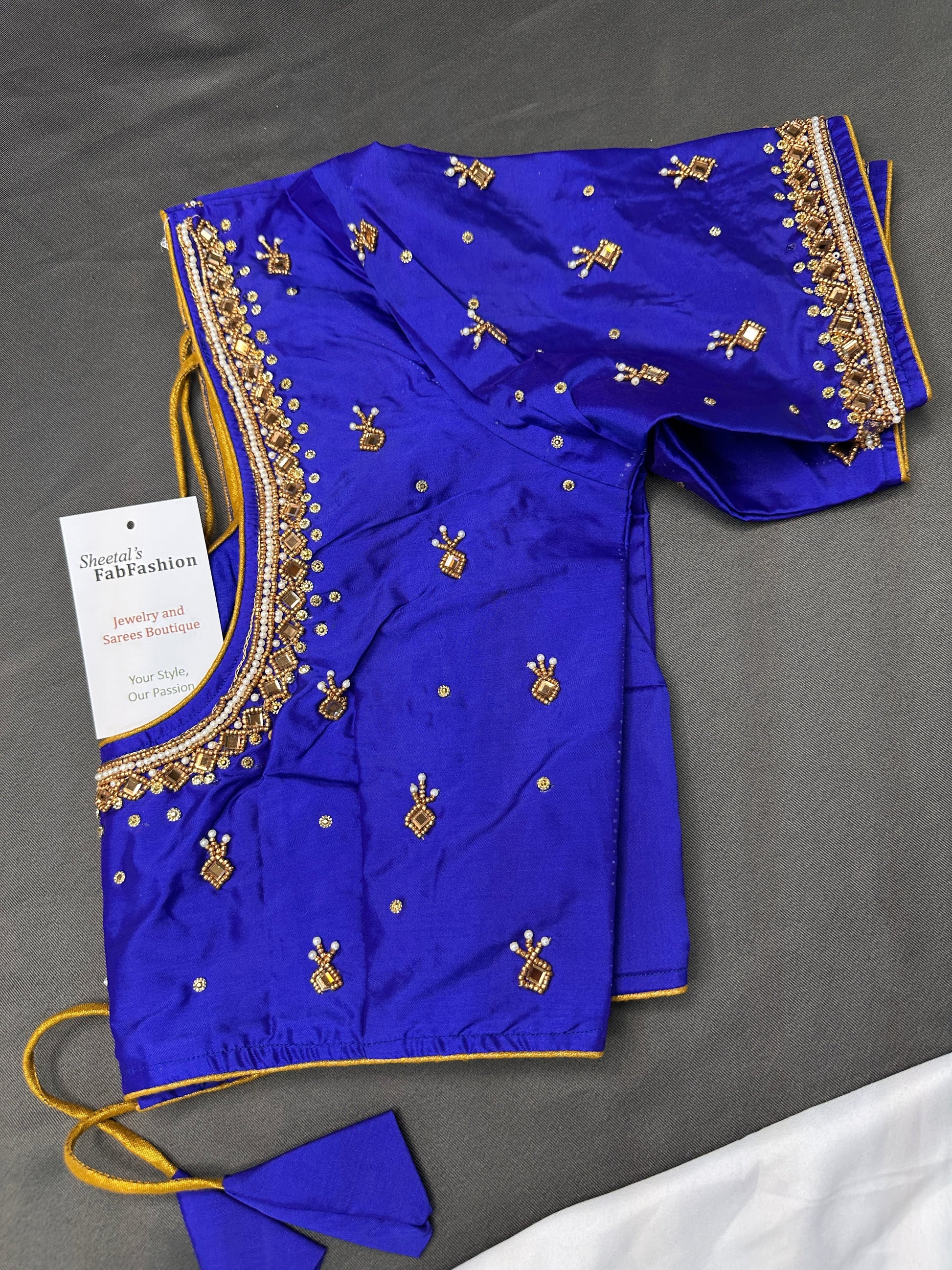 Blue Maggam Aari Work Blouse