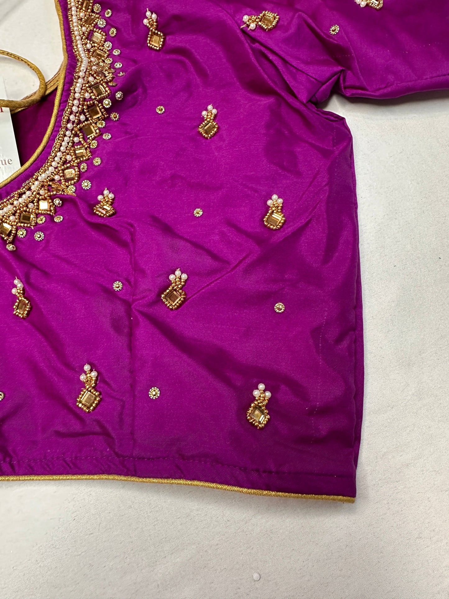 Maggenta Purple Maggam Aari Work Blouse