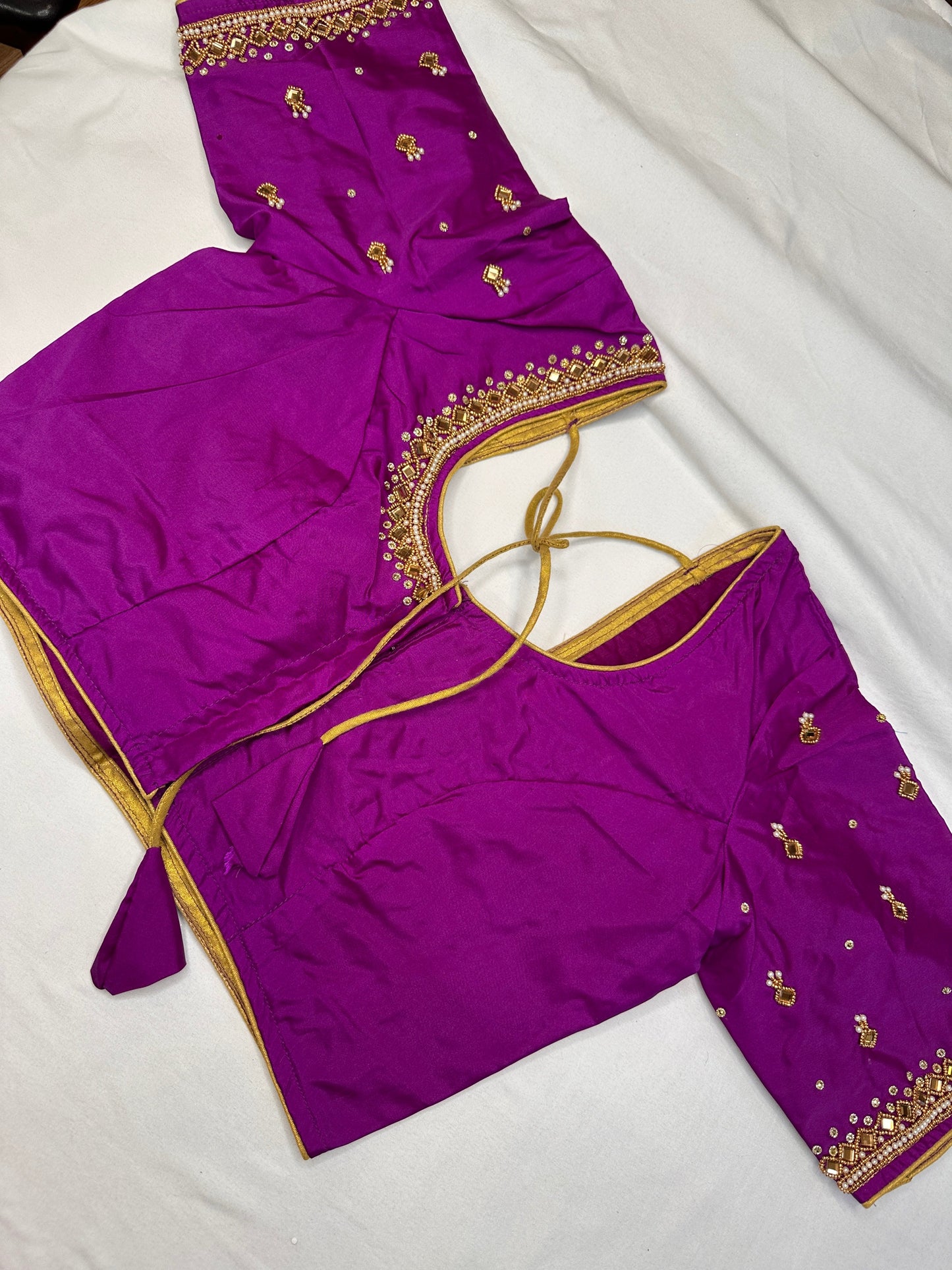 Maggenta Purple Maggam Aari Work Blouse
