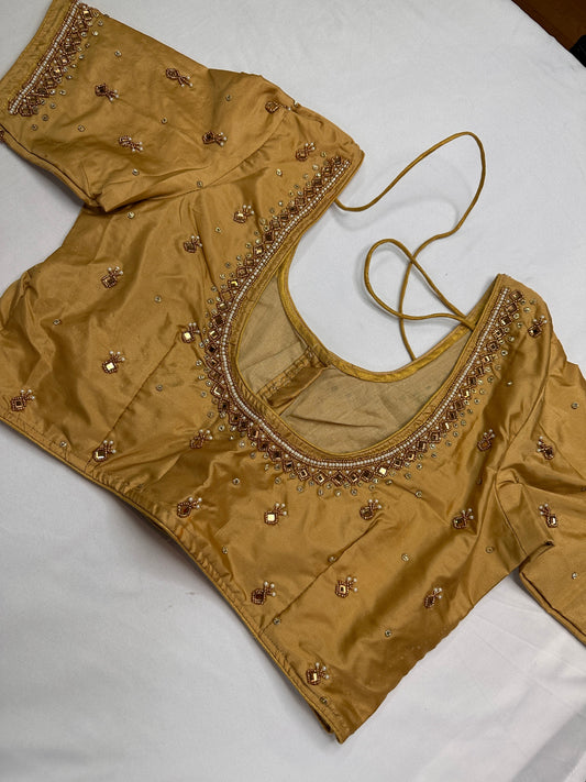 Gold Maggam Aari Work Blouse