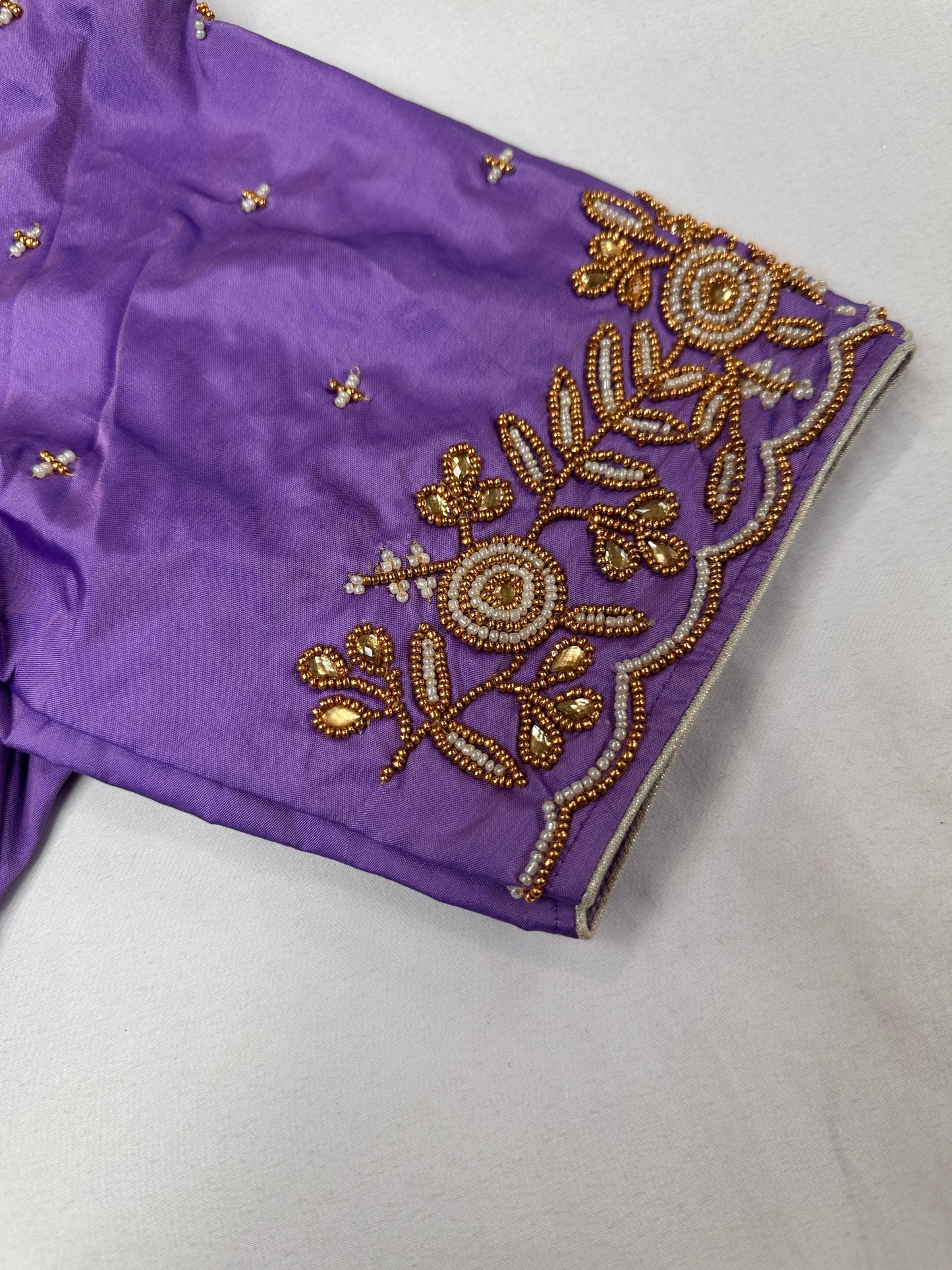 Lavender Purple Pearl Maggam Aari Work Blouse