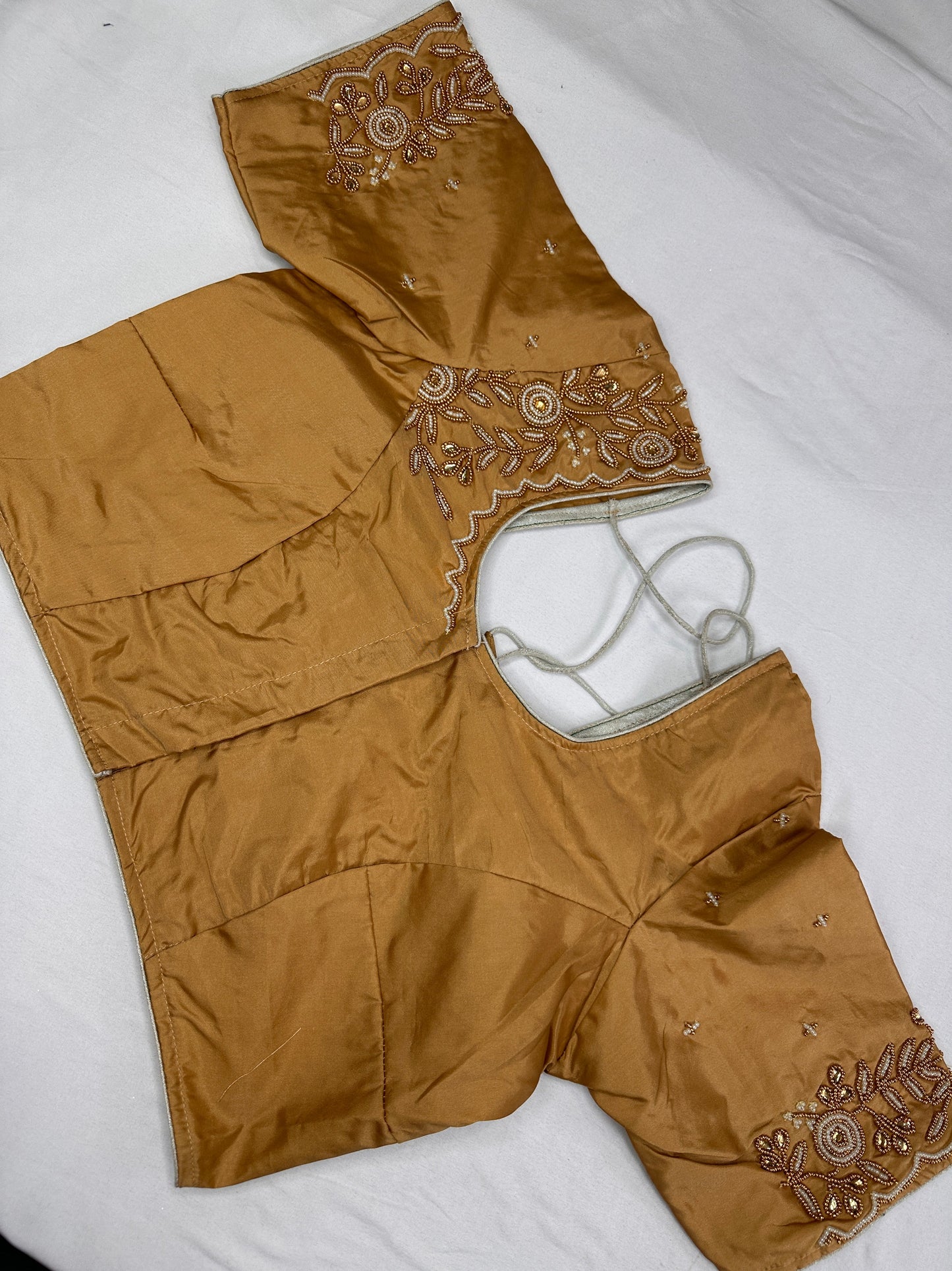 Gold Pearl Maggam Aari Work Blouse