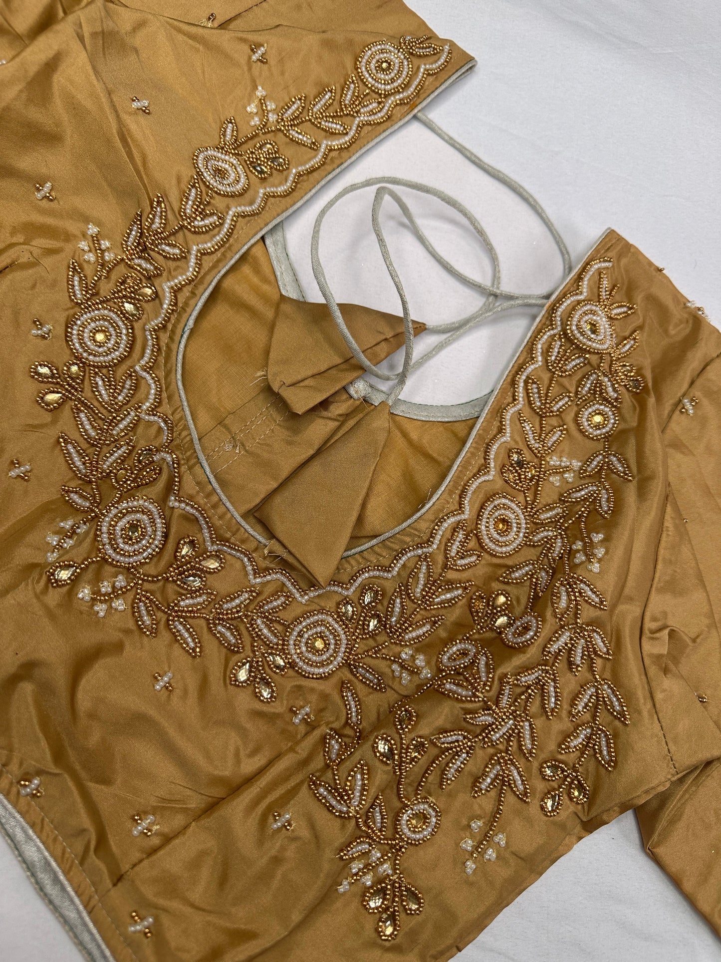 Gold Pearl Maggam Aari Work Blouse
