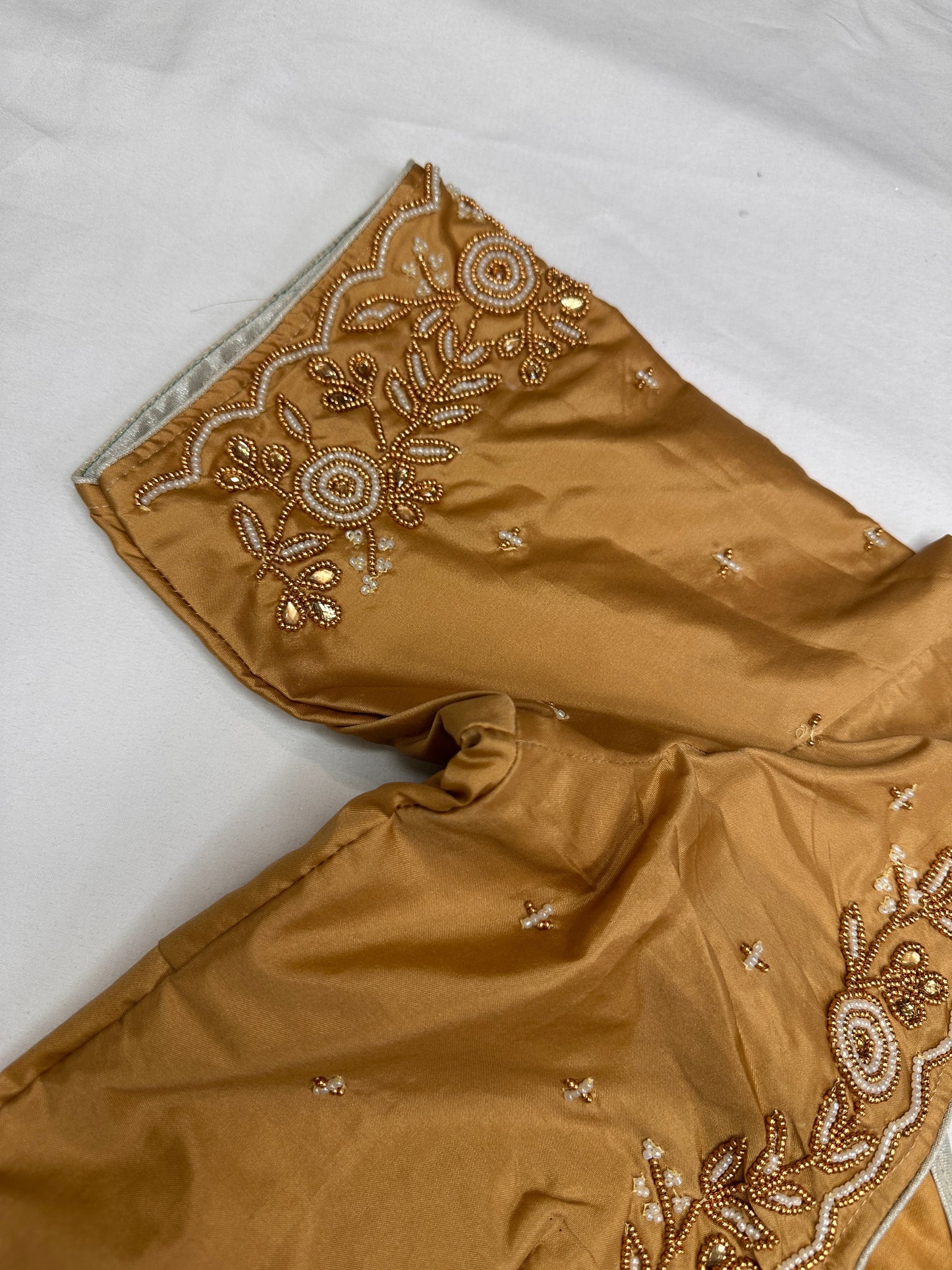 Gold Pearl Maggam Aari Work Blouse