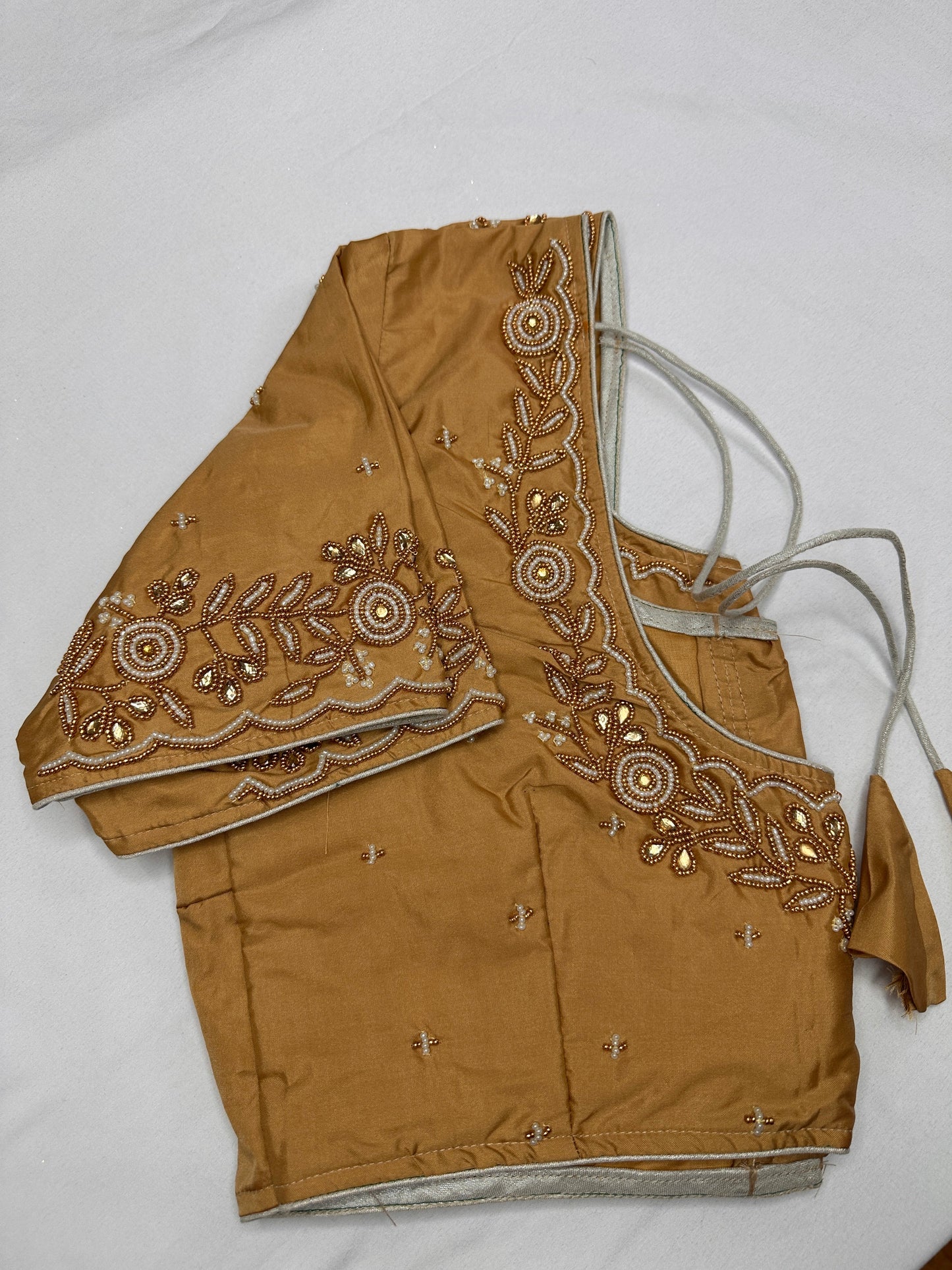 Gold Pearl Maggam Aari Work Blouse