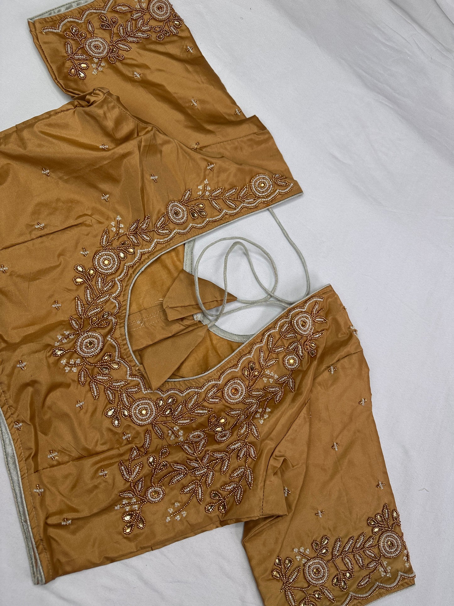 Gold Pearl Maggam Aari Work Blouse