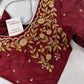 Marron Red Pearl Maggam Aari Work Blouse