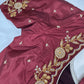 Marron Red Pearl Maggam Aari Work Blouse
