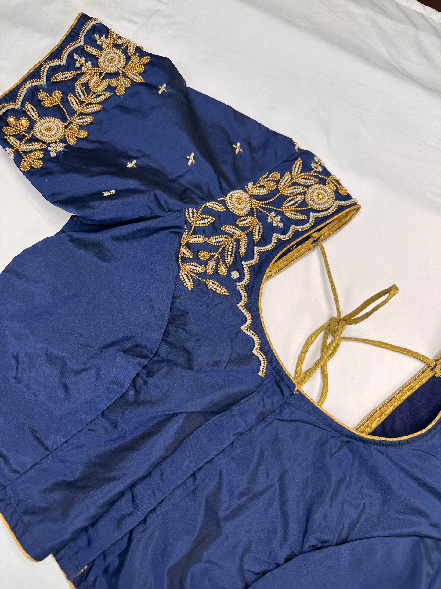 Blue Pearl Maggam Aari Work Blouse