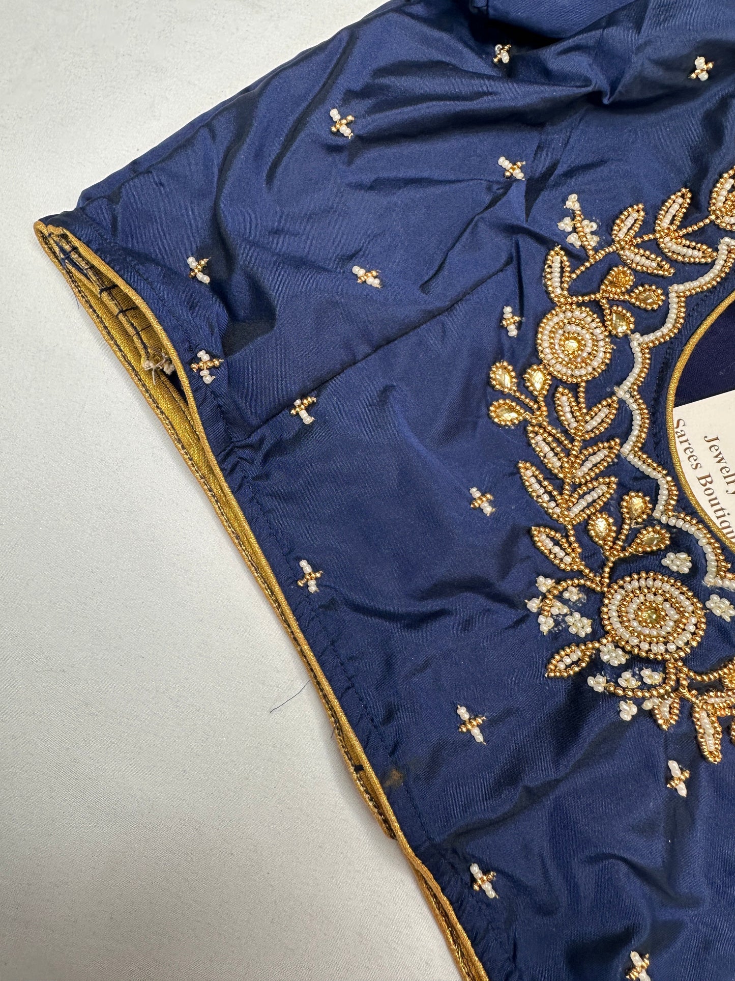 Blue Pearl Maggam Aari Work Blouse
