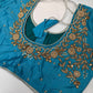 Feroza Blue Pearl Maggam Aari Work Blouse