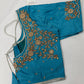 Feroza Blue Pearl Maggam Aari Work Blouse