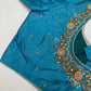 Feroza Blue Pearl Maggam Aari Work Blouse
