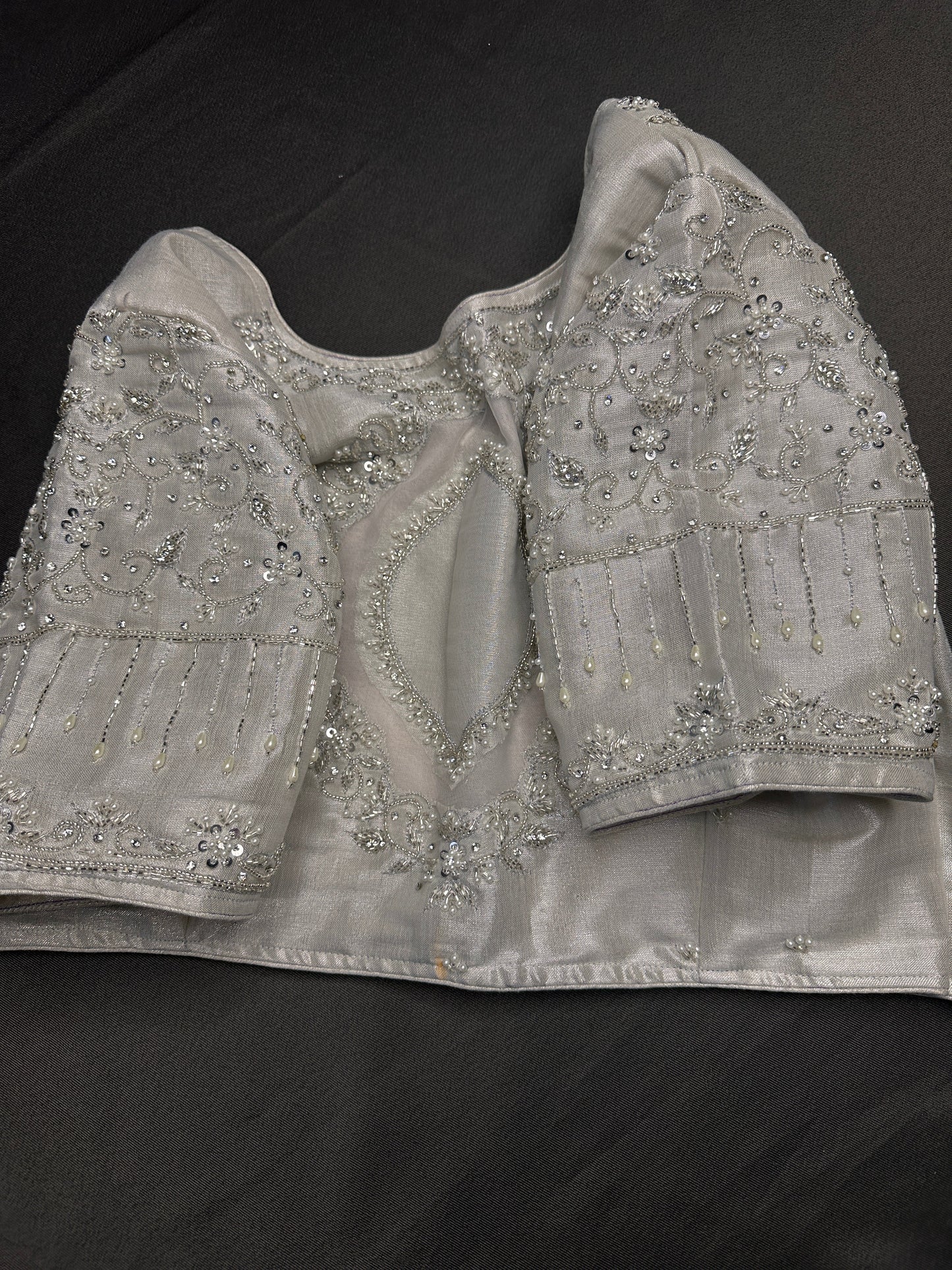 Silver Maggam Net Blouse