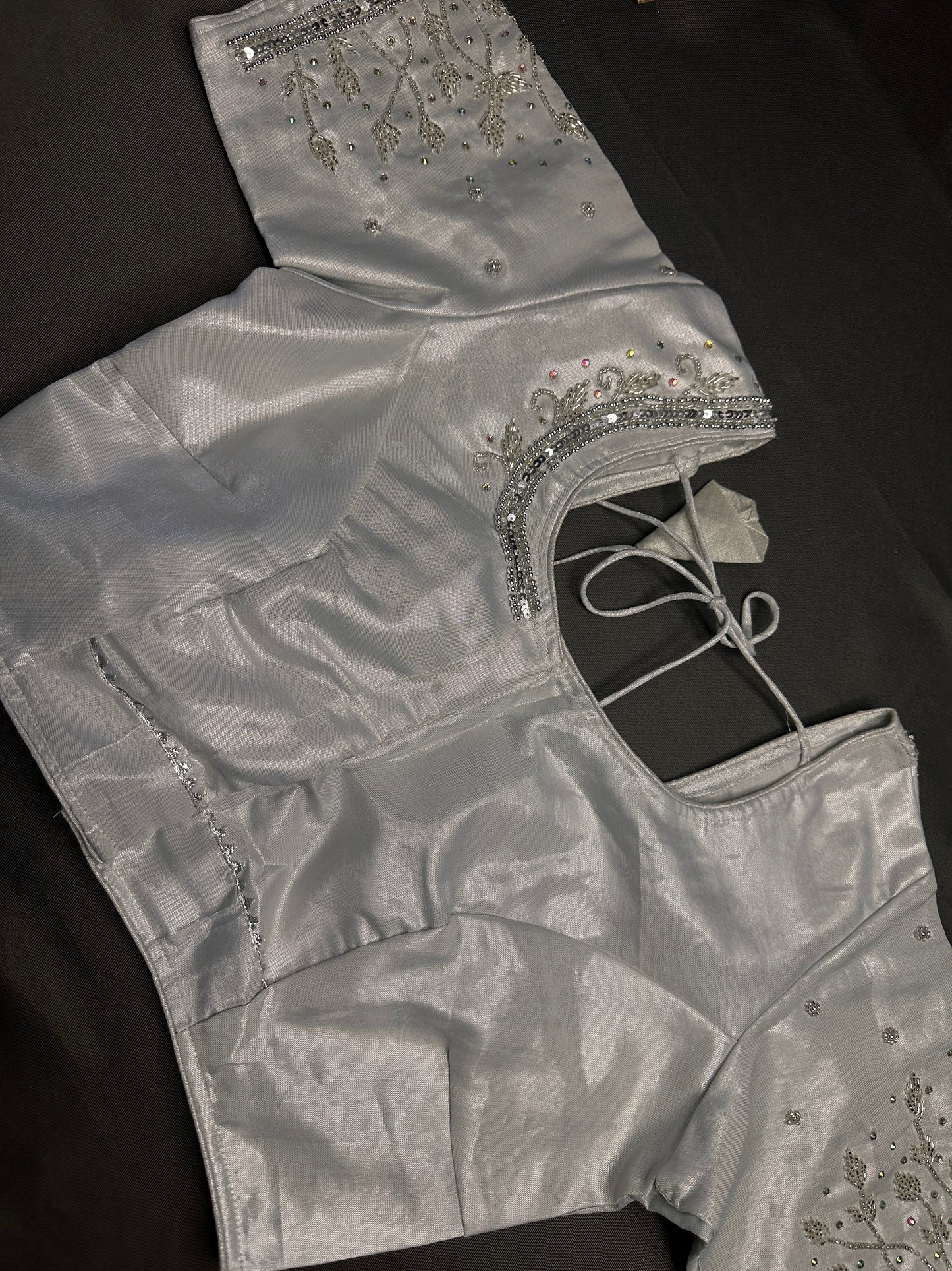 Silver Maggam Net Blouse