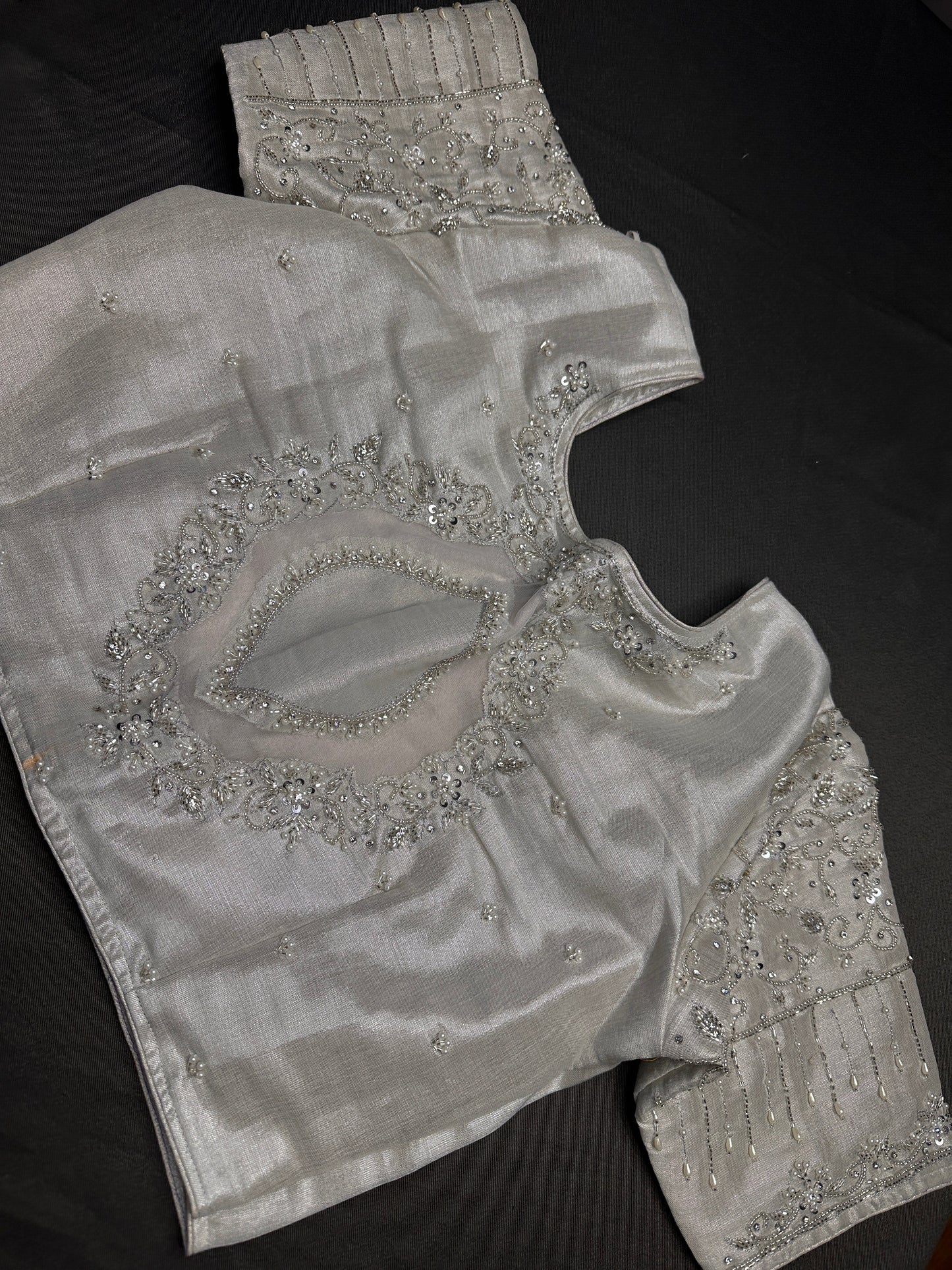 Silver Maggam Net Blouse