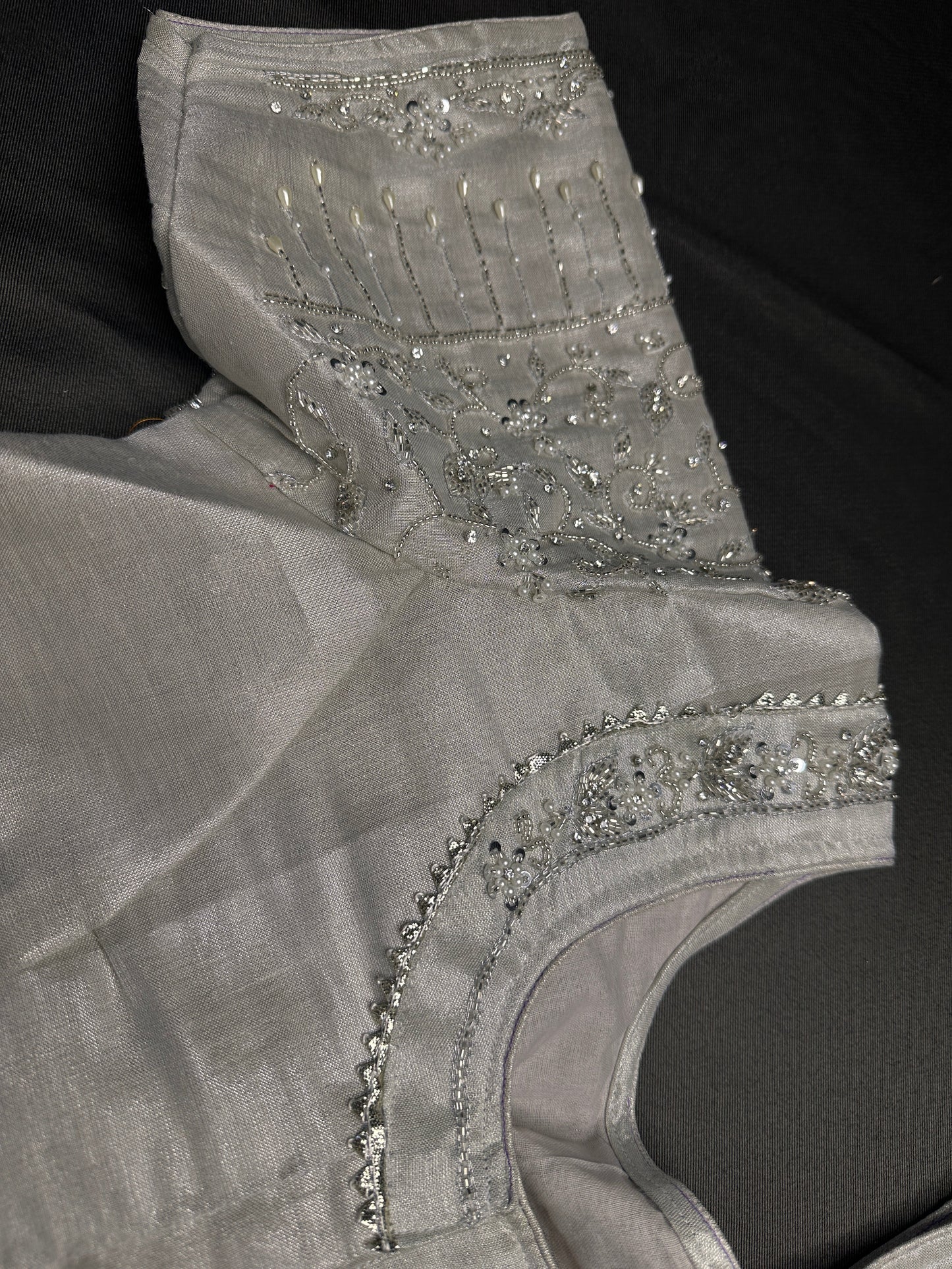 Silver Maggam Net Blouse