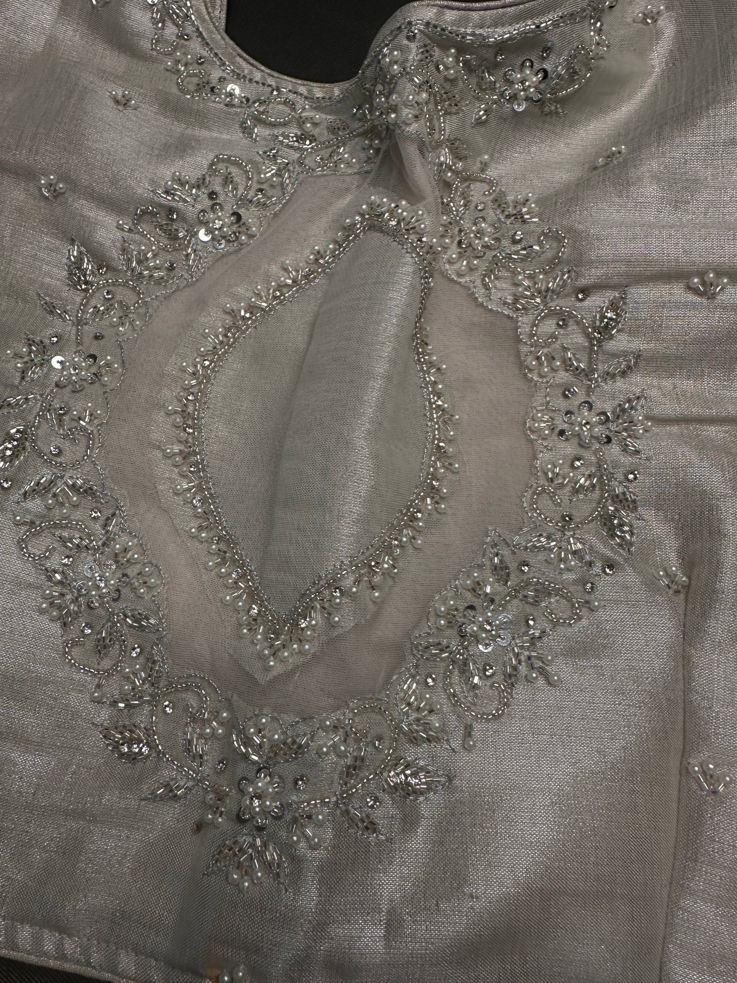 Silver Maggam Net Blouse