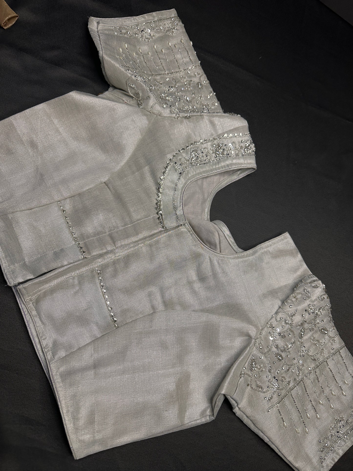 Silver Maggam Net Blouse