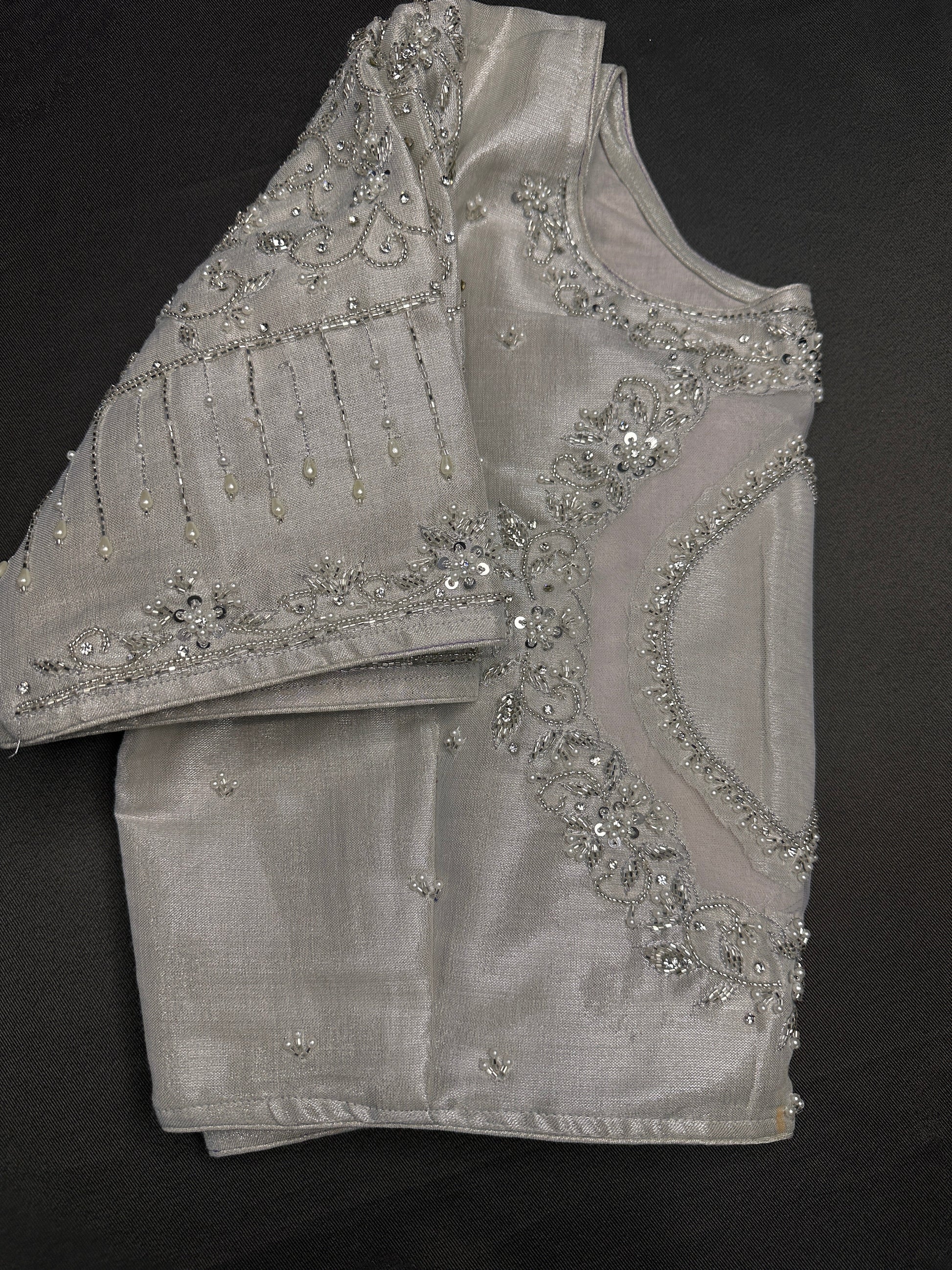 Silver Maggam Net Blouse