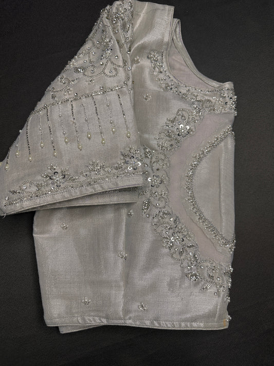 Silver Maggam Net Blouse