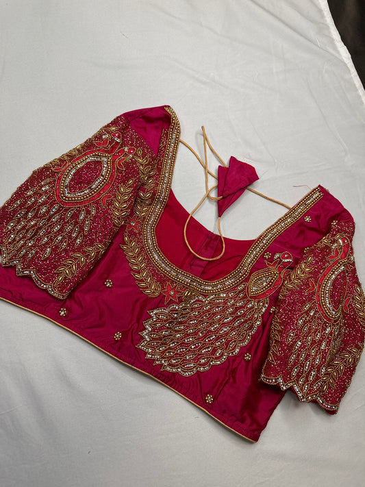 Peacock ZigZag Maggam Aari Blouse