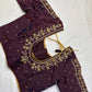 Plum Brown Pearl Kardana Maggam Aari Work Blouse