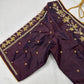 Plum Brown Pearl Kardana Maggam Aari Work Blouse
