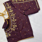 Plum Brown Pearl Kardana Maggam Aari Work Blouse
